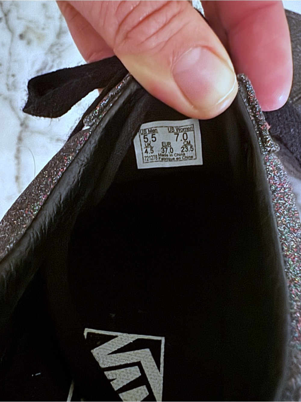 Vans | Old Skool Black Iridescent Glitter Sneakers - Picture 6 of 7
